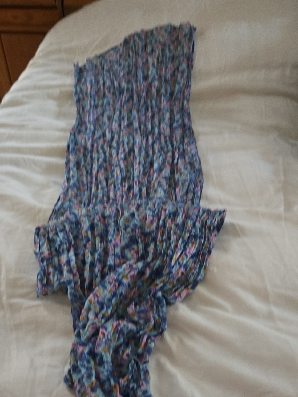 Blue Floral Smocked Maxi Scarf